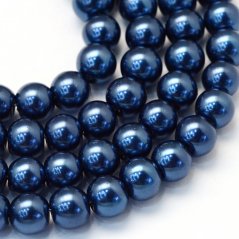 Sklenené korálky s perleťovým efektom - 8 mm tmavo-modré