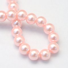 Skleněné korálky s perleťovým efektem - 8 mm, lososové