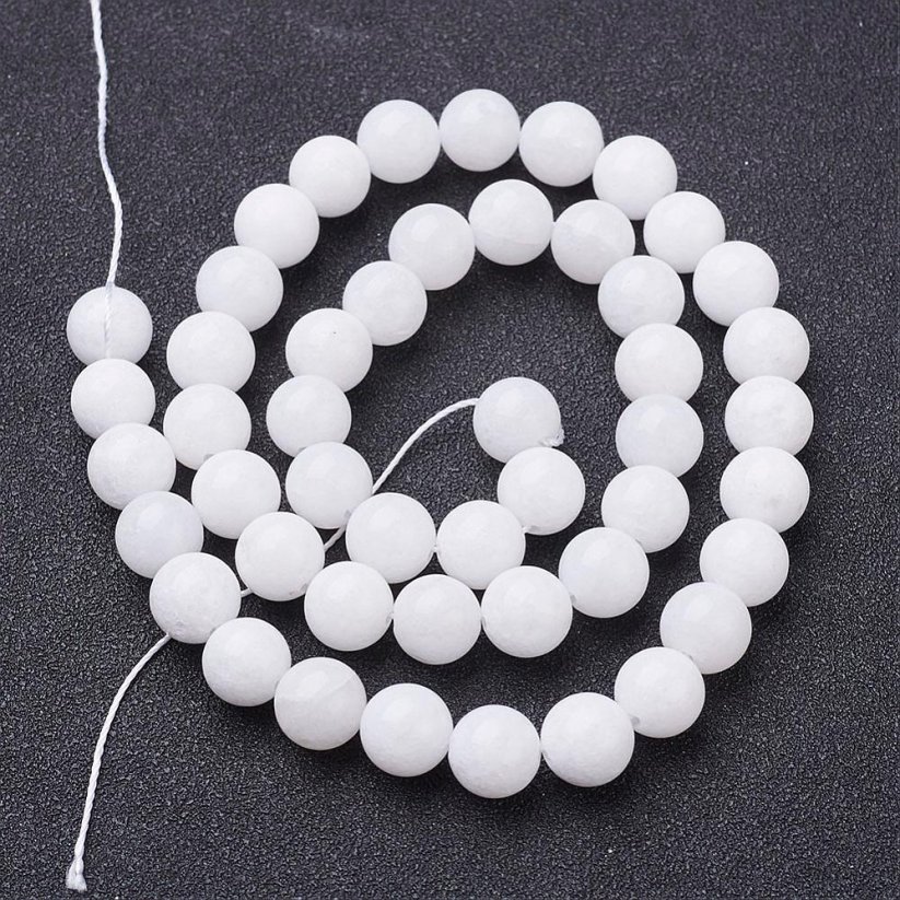 Natürlicher Nephrit - Perlen, weiß, 6 mm - Menge: 1 Stück