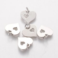 Přívěšek z 304 oceli stříbrný "Srdce" 12x12,5x1 mm