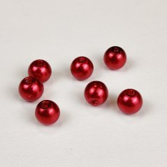 Sklenené korálky s perleťovým efektom - 8 mm tmavo-červené