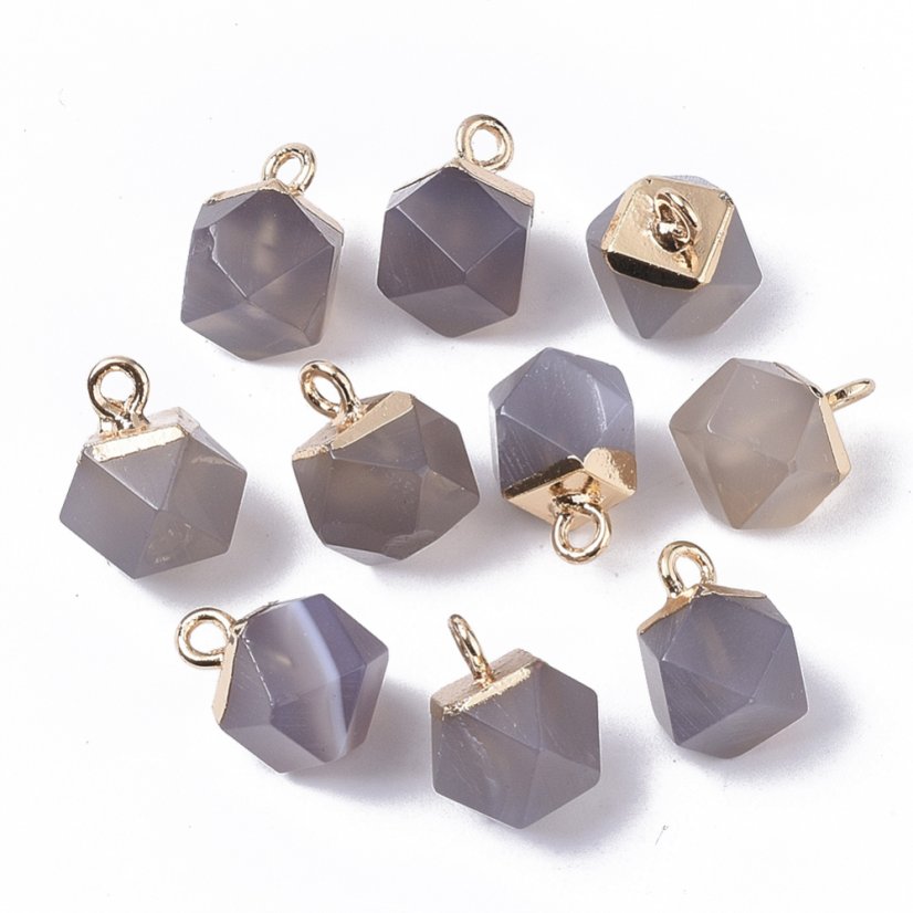 Přívěšek z přírodního šedého achátu, 12x10x10 mm