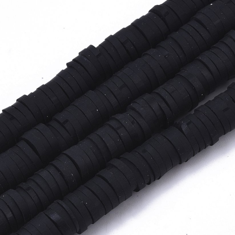 Heishi polymerový korálek - černý, 6x0,5-1 mm