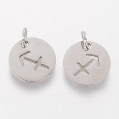 Prívesok z 304 ocele strieborný, Znamenie - Strelec, 15x12x2mm