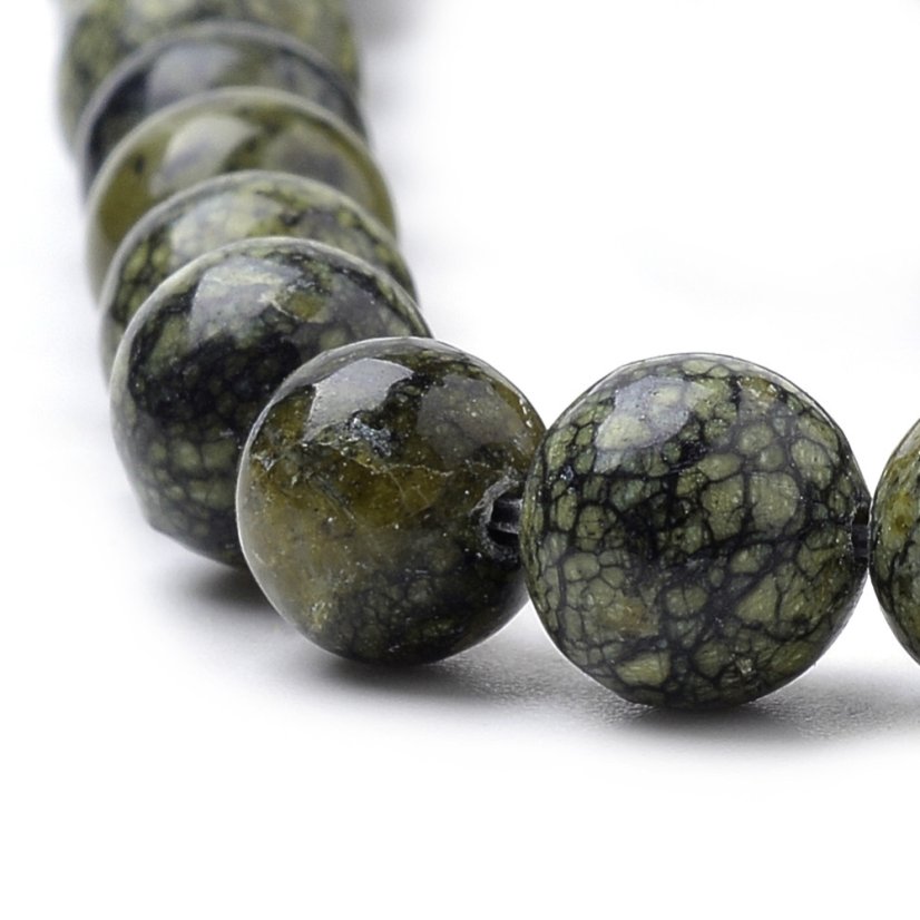 Přírodní serpentin - korálky, zelené, 6 mm