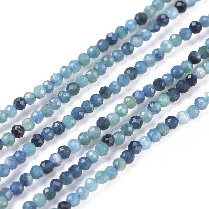Natürlicher blauer Turmalin - Perlen, geschliffen, 2 mm