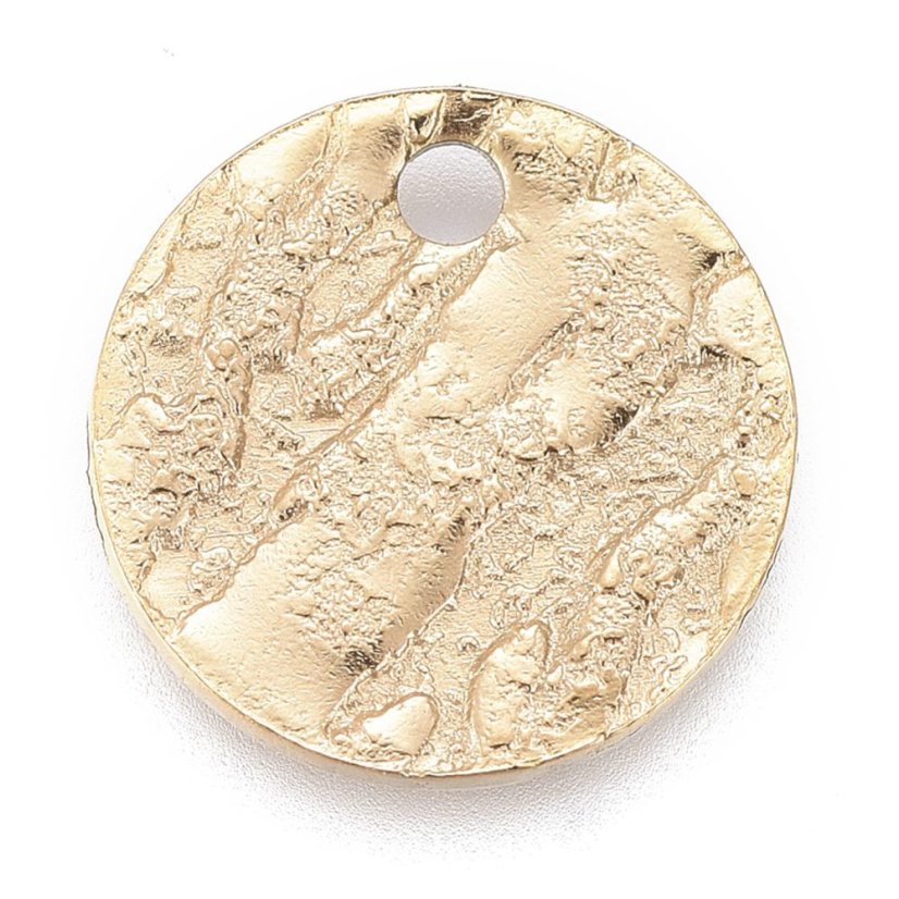 Přívěsek z 304 oceli "kolečko s texturou", 10,5x1 mm