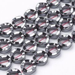 Szintetikus hematit - hullámos fánk, 12x4 mm