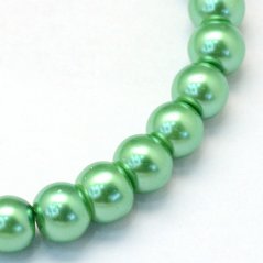 Skleněné korálky s perleťovým efektem - 8 mm, zelené