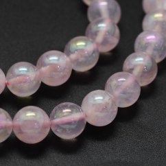Pokovený přírodní růženín - korálky, růžové 8 mm