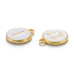 Kovový přívěšek s písmenem S, bílý, 14x12x2 mm