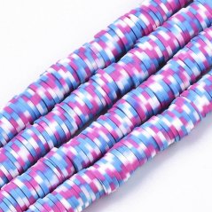 Heishi polymerový korálek - modro růžový mix, 8x0,5-1 mm