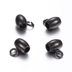 Oddeľovač z 304 ocele, barel, čierny, 7x5x4 mm, očko 2 mm