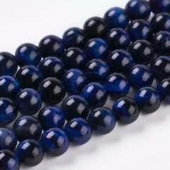 Přírodní tygří oko - korálky, černomodré, 6 mm