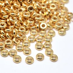 Abstandhalter aus Messing 4x1,5 mm, flach, golden, 1 mm Loch