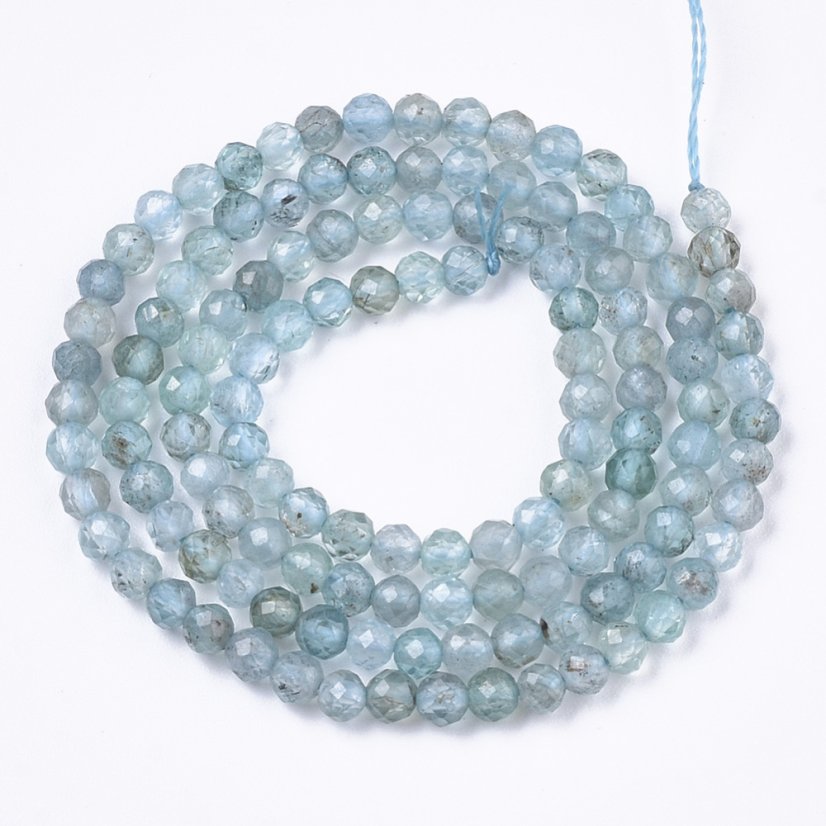 Természetes apatit - gyöngyök, csiszolt, kék - 3 mm