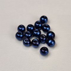 Sklenené korálky s perleťovým efektom - 6mm tmavo-modré