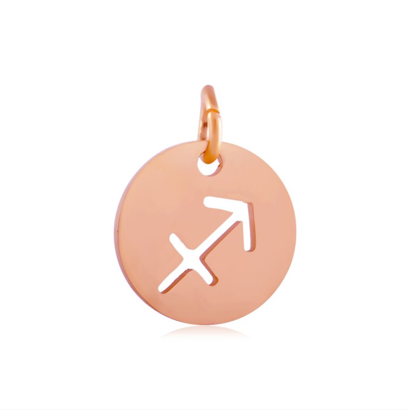 Přívěšek z 304 oceli rosegold, Znamení - Střelec, 15x12x2 mm