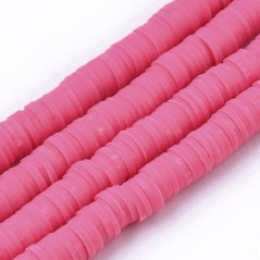 Heishi polymérový korálok - cerise, 6x0,5-1 mm