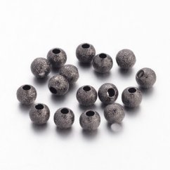 Texturált sárgaréz gyöngy - gunmetal, 4 mm