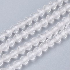 Přírodní křišťál - korálky, broušené, 3 mm