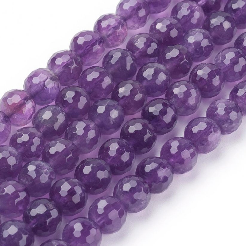 Természetes ametiszt - gyöngyök, csiszolt, lila, 8 mm