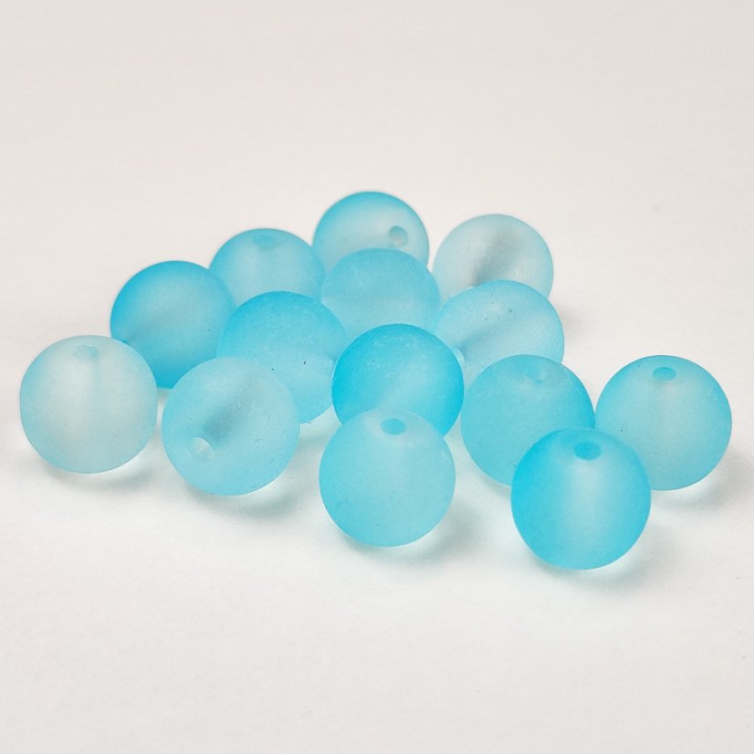 Sklenené korálky matné - 8mm tyrkysové