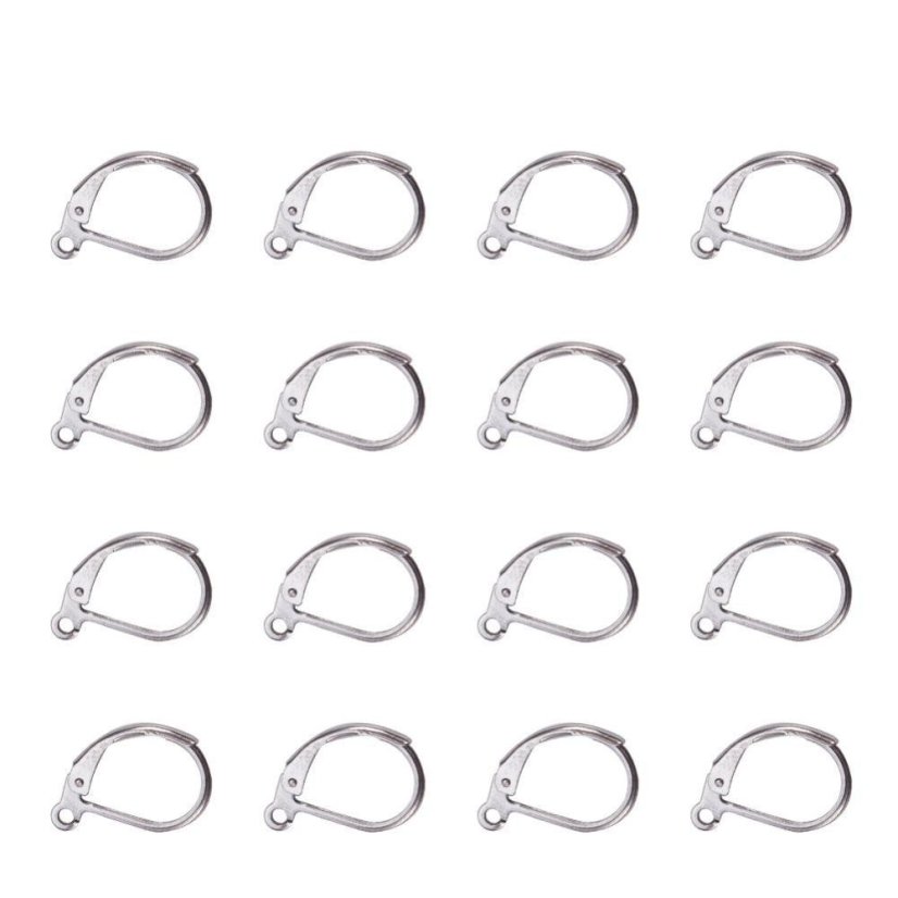 Otevírací zapínání na náušnice z 304 ocele, stříbrné, 10x15 mm