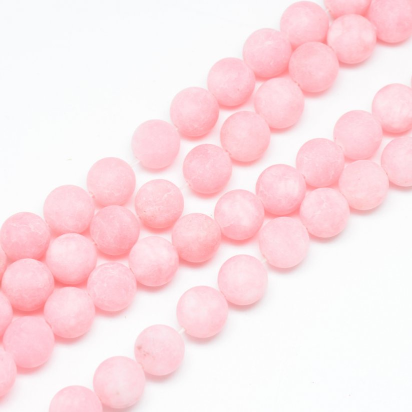 Natürlicher Nephrit - Perlen, matt, rosa, 8 mm