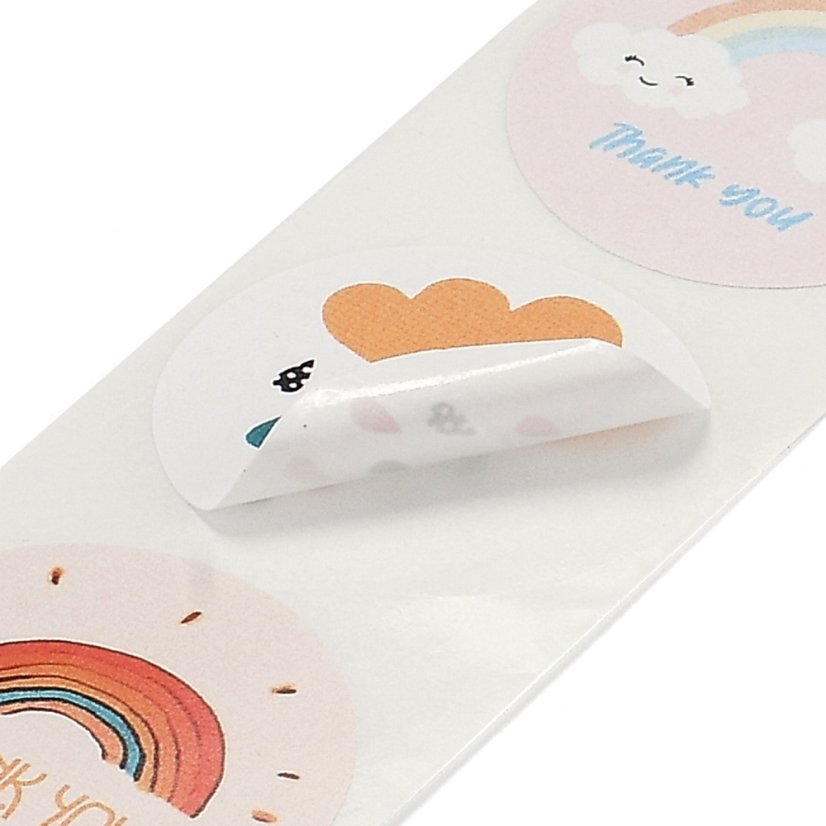 "Köszönöm" matrica, sokszínű időjárással, 25 mm