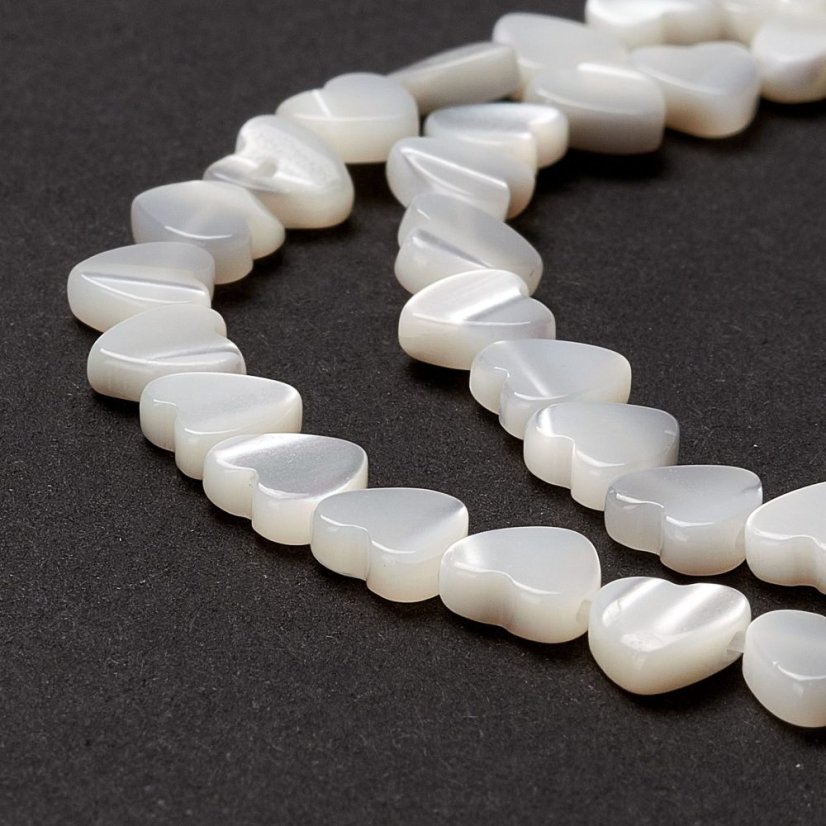 Prírodné perleťové srdiečka, 6,5x6,5 mm