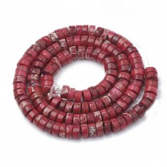Heishi gyöngyök szintetikus regalitból, piros, 6~6.5x3~3.5 mm