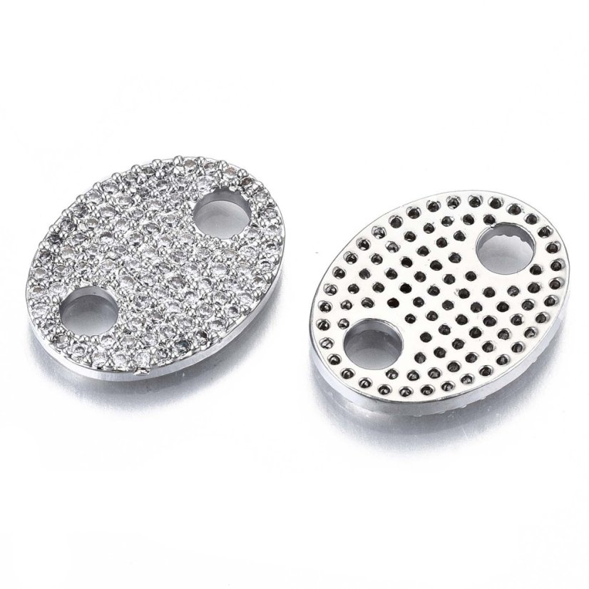 Medzidiel "Ovál" s kubickými zirkónmi z mosadze, 20x15x2 mm