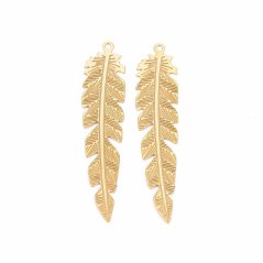 Přívěsek z nerezové oceli 304,"List - zlatá", 41,5 × 9,5 × 0,4 mm