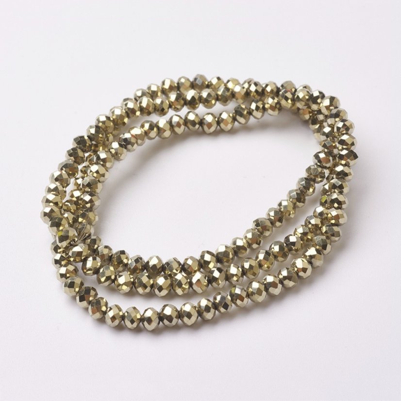 Broušené skleněné rondelky, pokovené, zlaté, 4,5x3 mm