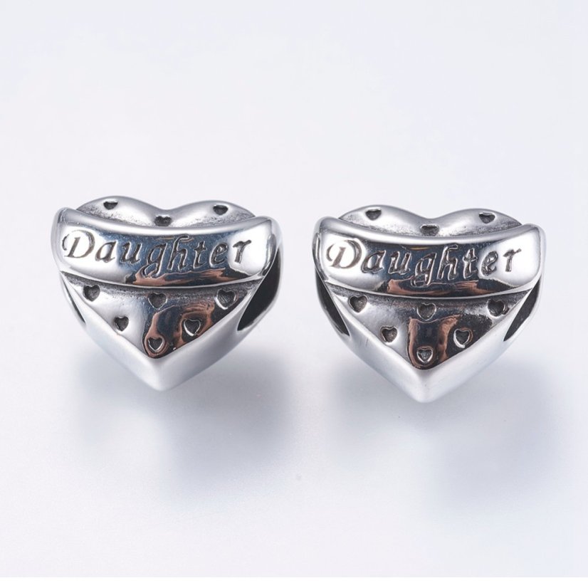 Elválasztó 304-es acélból, szív lány, ezüst, 11,5x15x11mm