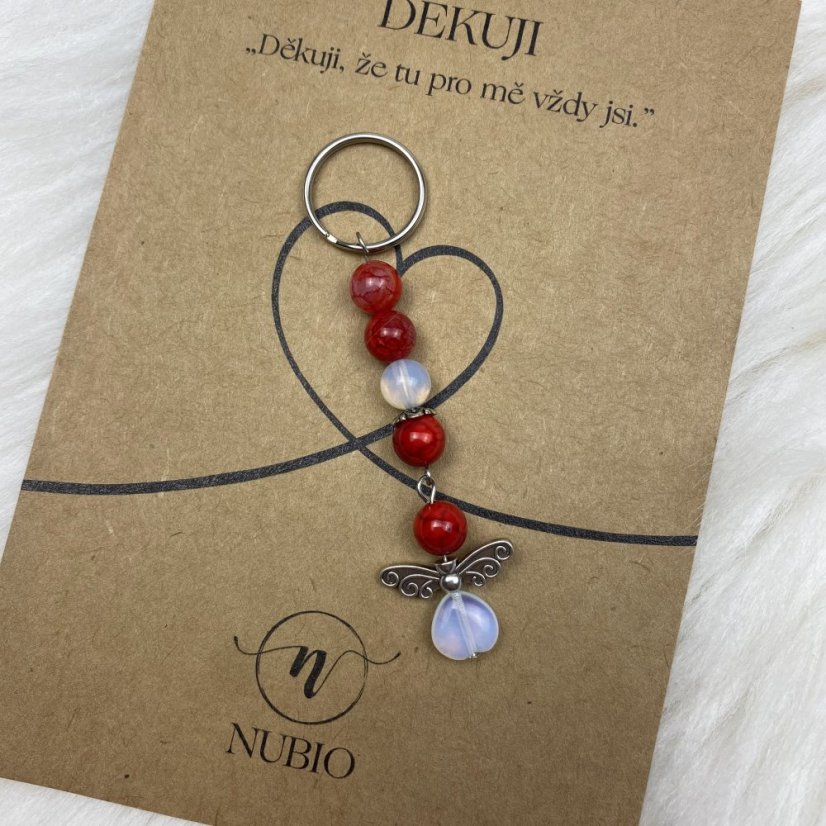 Klíčenka z achátu a opalitu - dlouhá