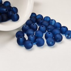 Skleněné korálky matné - 8 mm, tmavě modré