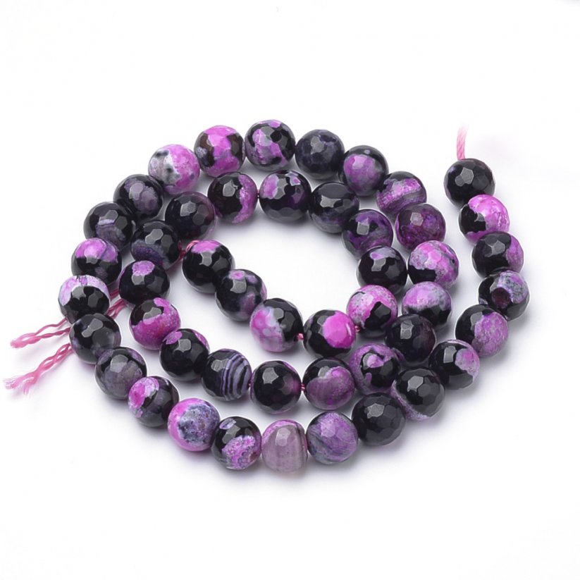 Natürlicher Feuerachat - Perlen, geschliffen, schwarz-lila, 6 mm