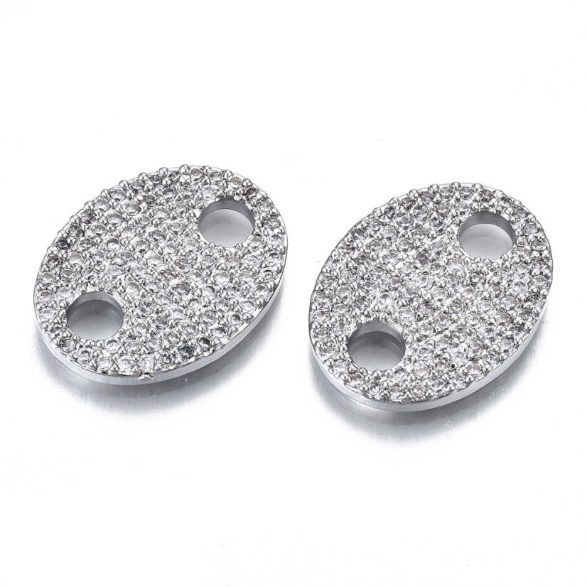 Medzidiel "Ovál" s kubickými zirkónmi z mosadze, 20x15x2 mm