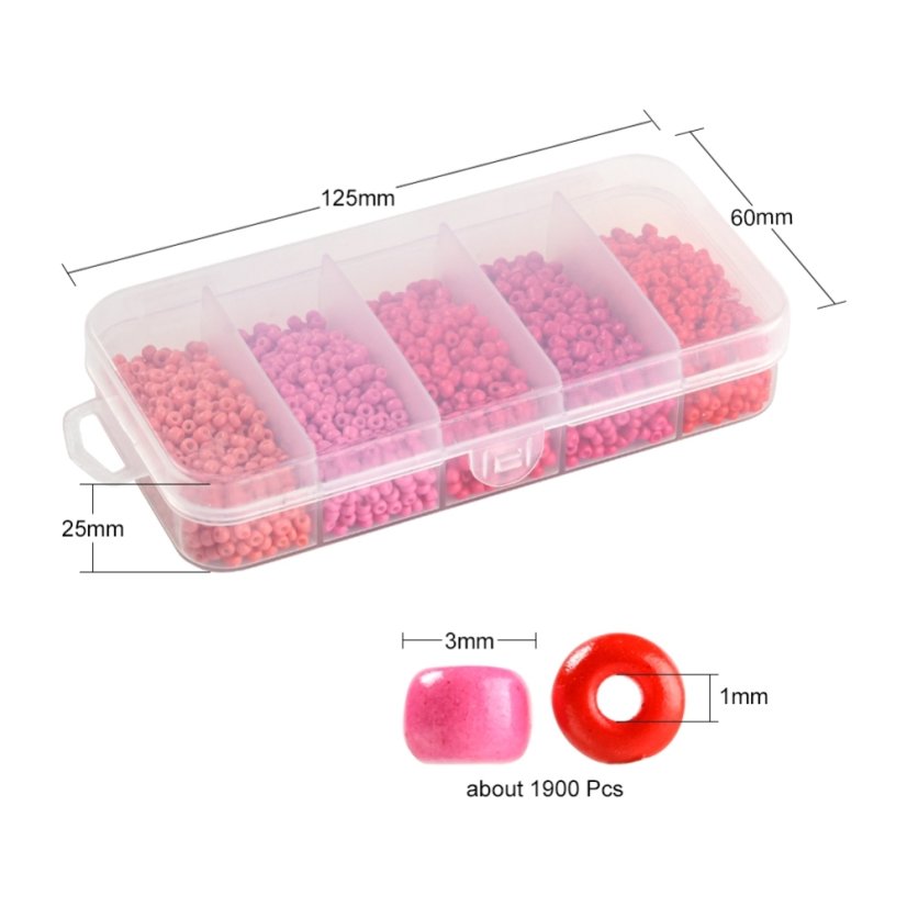 Set 5 barev - 8/0 rokajlové korálky, červené