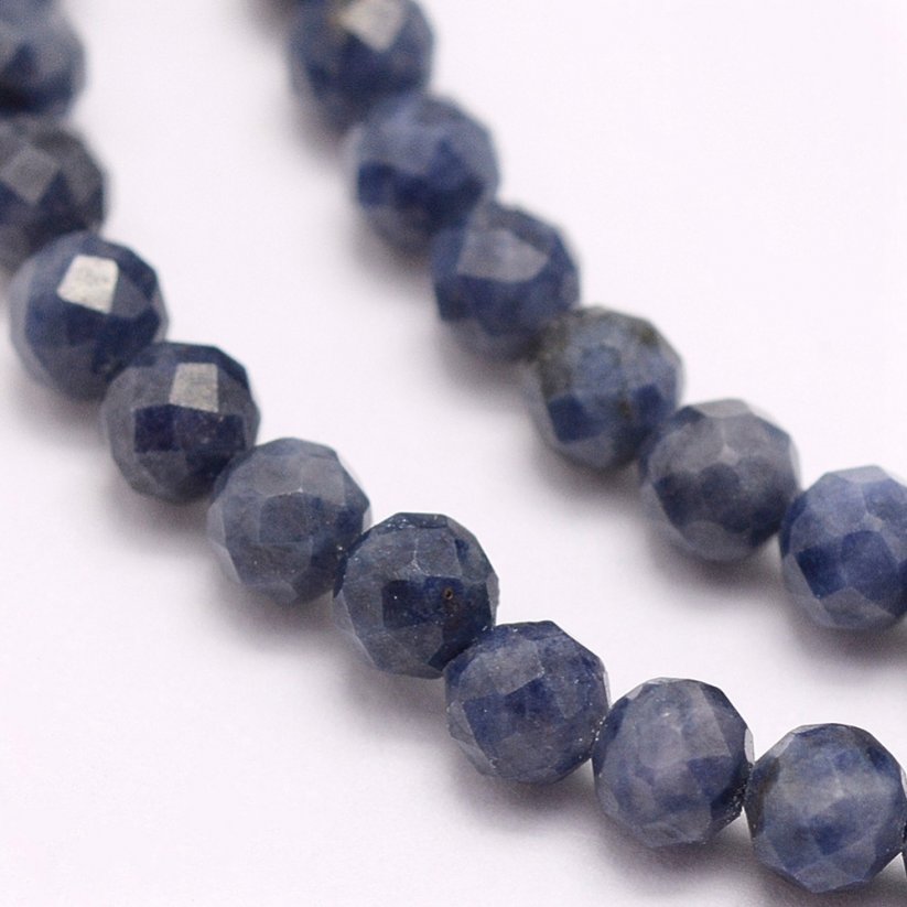 Natürlicher Saphir - Perlen, blau, geschliffen, Klasse A, 3 mm
