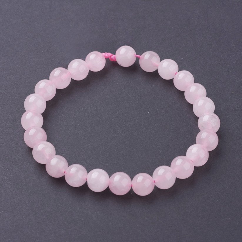 Natürlicher Rosenquarz - Perlen, rosa, 8 mm