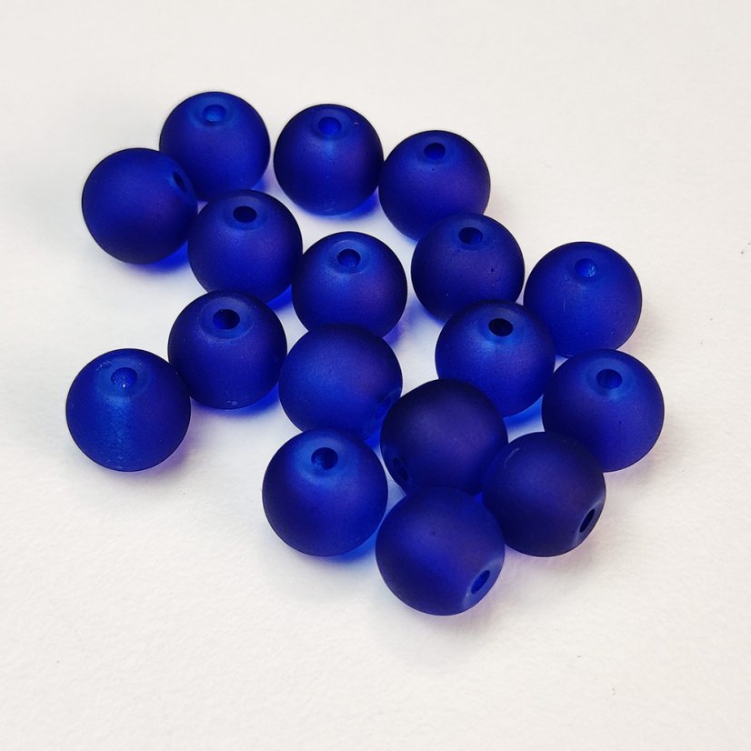 Skleněné korálky matné - 8 mm, indigové