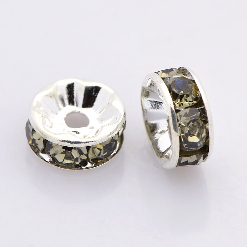 Štrasová rondelka s kamínky - černé 6x3mm