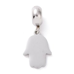 Medál 304 acélból "hamsa - Fatima keze", rózsaszín, 15x11x1,5 mm