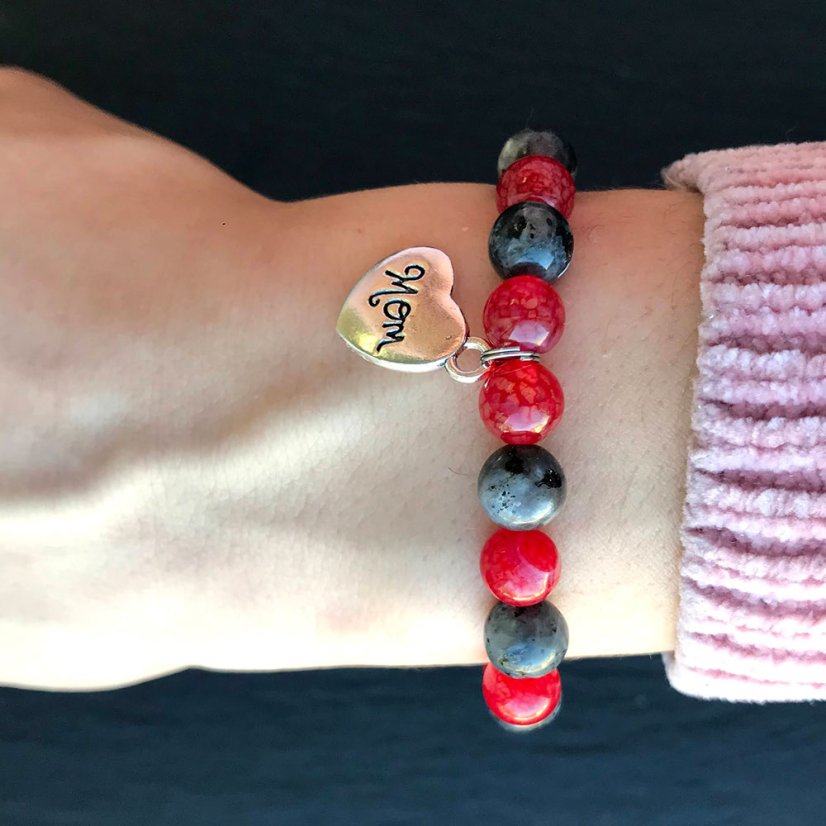 Náramek z labradoritu a praskaného achátu - maminka