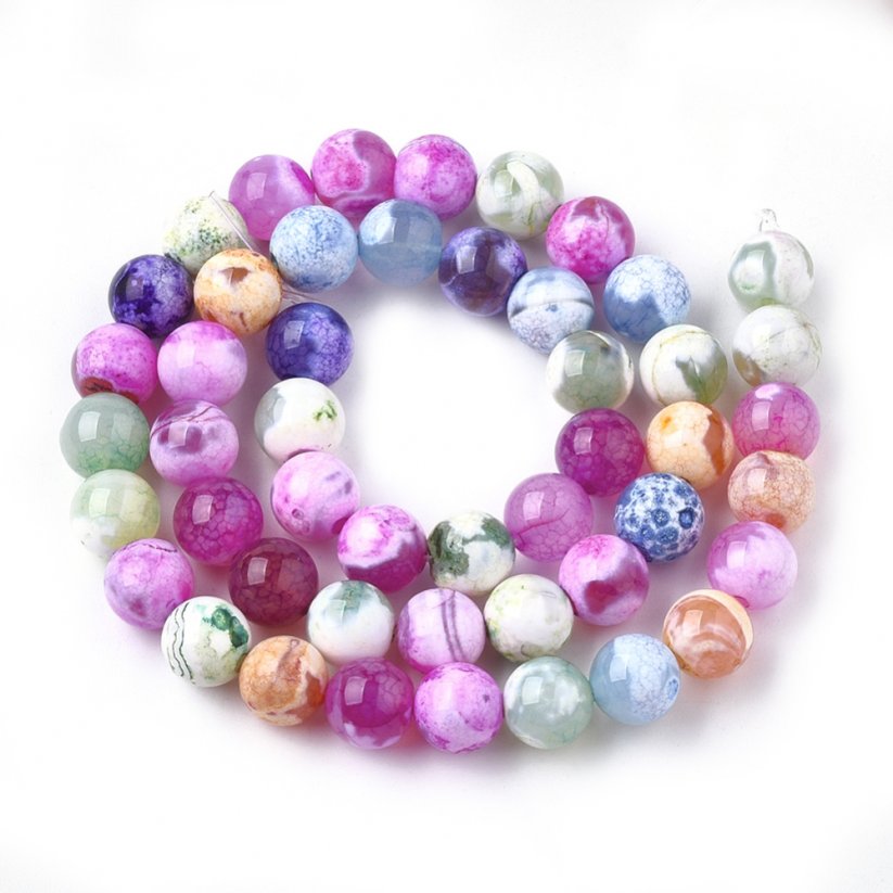 Natürlicher Feuerachat - Perlen, mehrfarbig, 8 mm