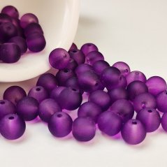 Sklenené korálky matné - 6 mm fialové