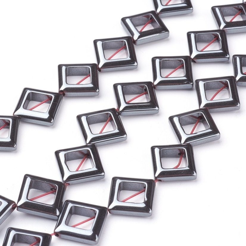 Szintetikus hematit - négyzetek, 14x14mm